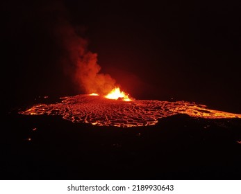 Drone Shot Of Fagradalsfjall Volcano