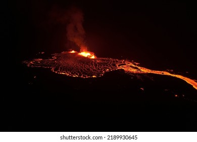 Drone Shot Of Fagradalsfjall Volcano