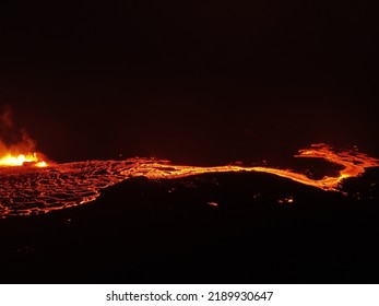 Drone Shot Of Fagradalsfjall Volcano