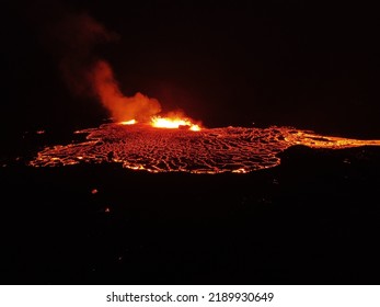 Drone Shot Of Fagradalsfjall Volcano