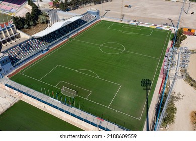 Drone Shot Of Football Soccer Pitch