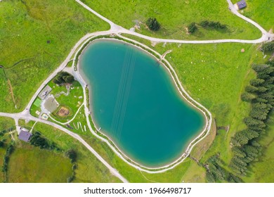 drone shot of lake Filzalmsee