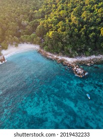 Drone Shot On Island During Sunset