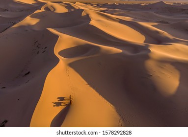 Drone Shot Over Gobi Desert In Mongolia