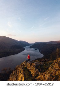 Drone Shot Of Raven Crag And Thirlmere Reservoir At The Lake District In England