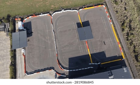 Drone shot showing an empty outdoor driving course