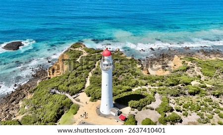 Drone shot of Split Point Lighthouse at Aireys Inlet in Victoria, Australia