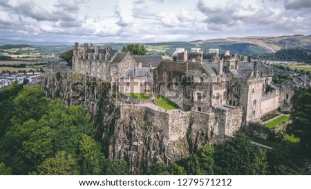 drone shot of stirling castle Scotland