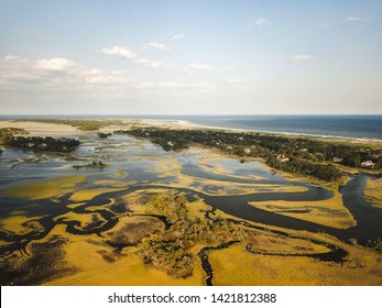 Drone Shot At Sunset Over Kiawah Island, SC