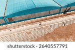 Drone shot of warehouses at Southwick Beach, West Sussex