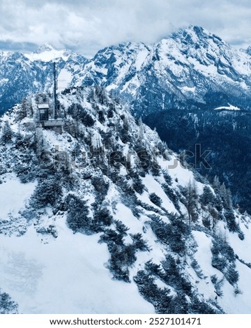 Similar – Image, Stock Photo Hikers climbing the Zugspitze