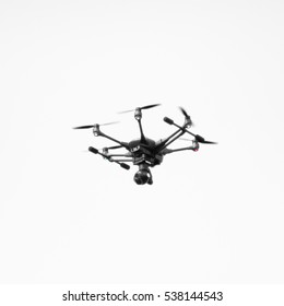 drone in the sky isolate on white