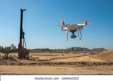A drone survey at construction site