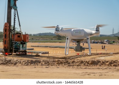 A drone survey at construction site