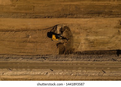 Drone Top Down View Of Road Reconstruction Site.