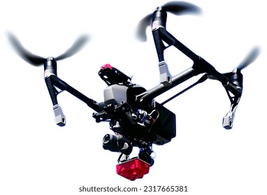 drone uav with multisoectral camera flying for capture agriculture crop health and make 3d mapping.