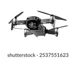 Drone unmanned aircraft isolated on white background. Modern FPV drone on a white background. The drone quadcopter. aircraft on the radio control. Drone for racing, filming and entertainment.