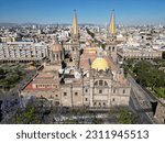 Drone View: Backside of Guadalajara Cathedral - Horizontal Perspective Revealing Architectural Beauty