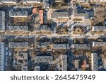 Drone view of buildings in Stalowa Wola city in Subcarpathia region of Poland