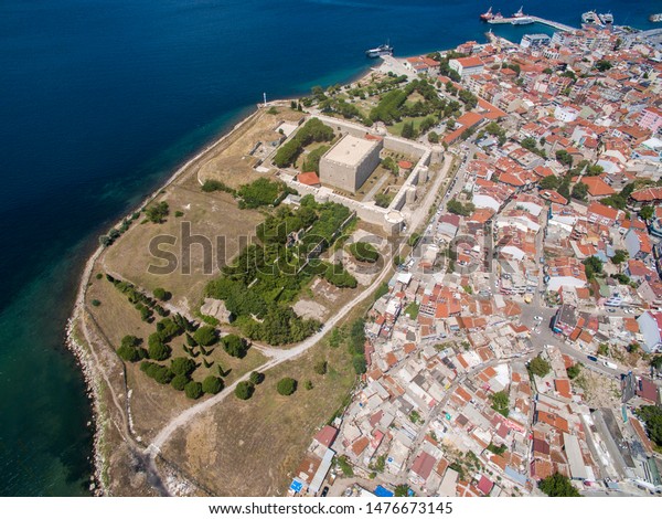 Drone view of Canakkale,\
Turkey. Where the two continentals meet each other. Europe &\
Asia. 