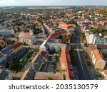 Drone view to the city of Baja, Hungary