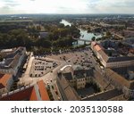 Drone view to the city of Baja, Hungary