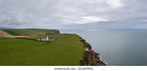 A Drone View Of The Cumbria Coast And St Bees Ligthouse  In Northern England