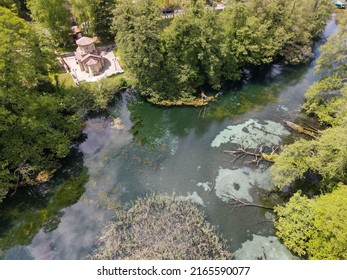 Drone View At The Fresh Water Source Of Saint Naum On Macedonia