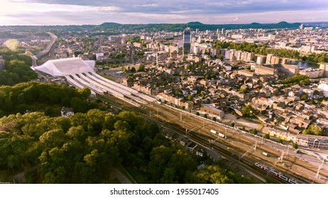 Drone View Of Gare Guillemins From Liège