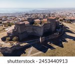 Drone view of Heptapyrgion Byzantine fortress with towers and bastions, Thessaloniki, Greece , Europe