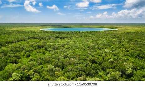 Drone View Of The Hidden Treasure Kaan Luum Lagoon In Tulum Quintana Roo Mexico