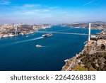 Drone View of Istanbul Bosphorus Bridge from Kuzguncuk Istanbul
