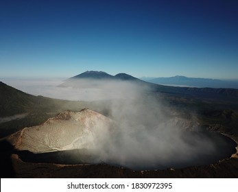 Drone View Kawah Ijen  Volcano Java Indonesia