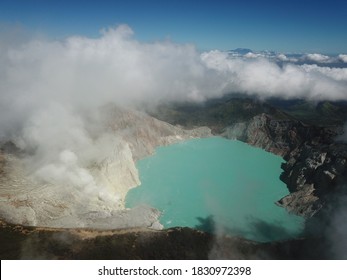 Drone View Kawah Ijen  Volcano Java Indonesia