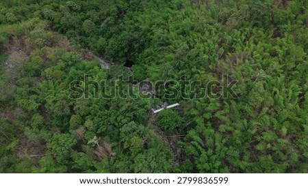 Drone view of the multi-tier waterfall at Khao Chon Waterfall Ratchaburi Thailand