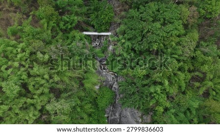 Drone view of the multi-tier waterfall at Khao Chon Waterfall Ratchaburi Thailand