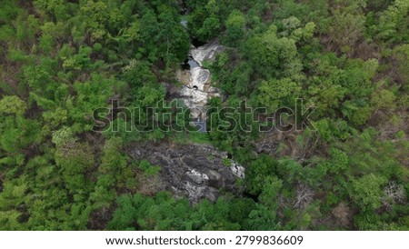Drone view of the multi-tier waterfall at Khao Chon Waterfall Ratchaburi Thailand