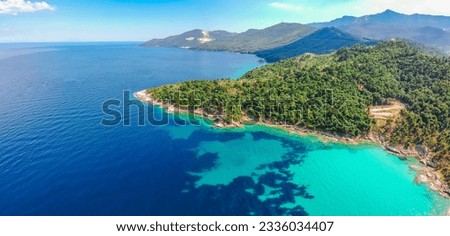 Drone view of nice Thassos in Greece, Europe. Thasos island in summer