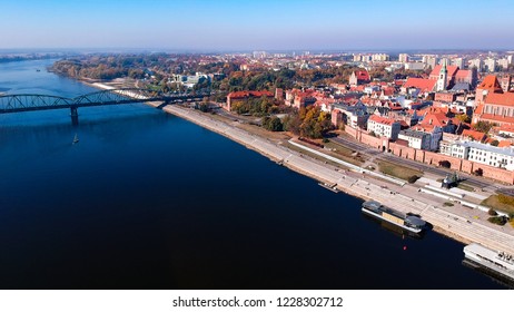 Drone view over biggest polish river - Wisla