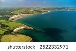 Drone view over Lligwy Bay, Anglesey, North Wales UK