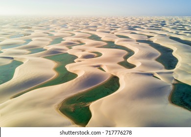 Drone View Of Paradise, Lencois Maranhenses National Park, Brazil