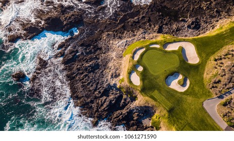 Drone view of the pebble beach golf course in Monterey California - Shutterstock ID 1061271590