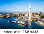 Drone view of Portsmouth Harbour, UK