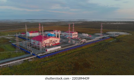 A Drone View Of A Power Plant That Generates Electricity From Natural Gas. Industry In The World During The Fuel Crisis Oil And Gas Reserves In Russia Canada Impact Of Sanctions On The Energy Sector