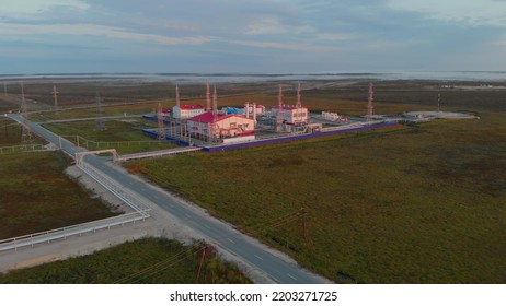 A Drone View Of A Power Plant That Generates Electricity From Natural Gas. Industry In The World During The Fuel Crisis Oil And Gas Reserves In Russia Canada Impact Of Sanctions On The Energy Sector