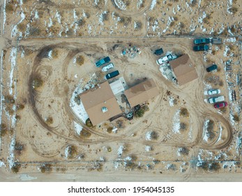 Drone View Of Property In Lucerne Valley, California.