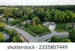 Drone view of a rich neighborhood in Iowa, USA