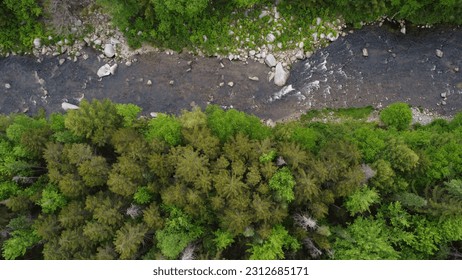 Drone view of a river