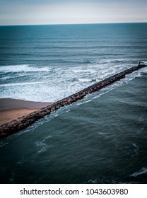 Drone View Of Rudee Inlet In Virginia Beach, Virginia