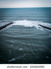 Drone View Of Rudee Inlet In Virginia Beach, Virginia